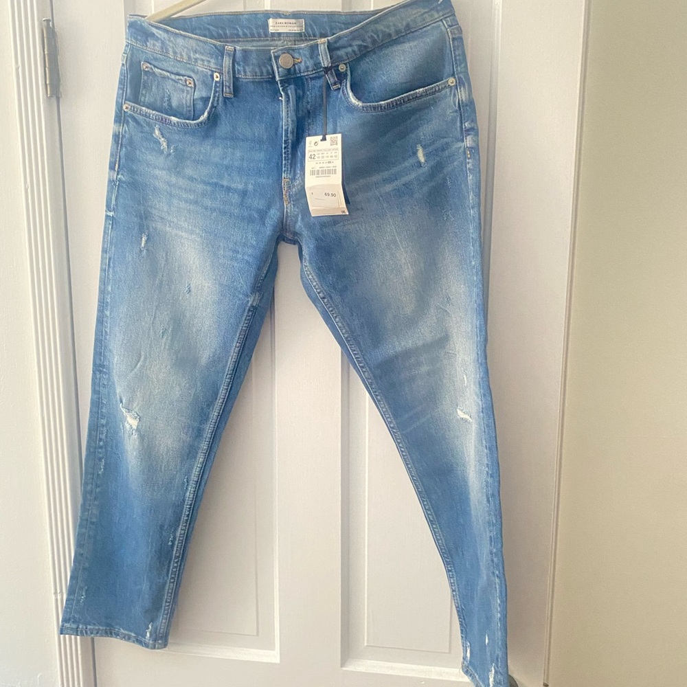 55Z.NWT Zara Woman Medium Blue Denim Jeans Sz.10